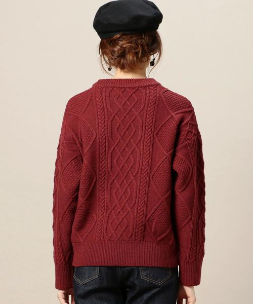 BEAUTY&YOUTH UNITED ARROWS（ビューティーアンドユースユナイテッドアローズ）の「BY カラー ケーブル ニットプルオーバー◆（ニット/セーター・レディース・オレンジ系その他/ライトブルー/オフホワイト・FREE）」の4枚目の写真