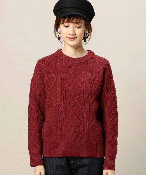 BEAUTY&YOUTH UNITED ARROWS（ビューティーアンドユースユナイテッドアローズ）の「BY カラー ケーブル ニットプルオーバー◆（ニット/セーター・レディース・オレンジ系その他/ライトブルー/オフホワイト・FREE）」の5枚目の写真