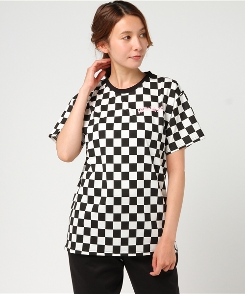 WEGO（ウィゴー）の「WEGO/フラッグチェックプリントカットソー（Tシャツ/カットソー・レディース・ホワイト/ブラック系その他2・FREE）」の4枚目の写真