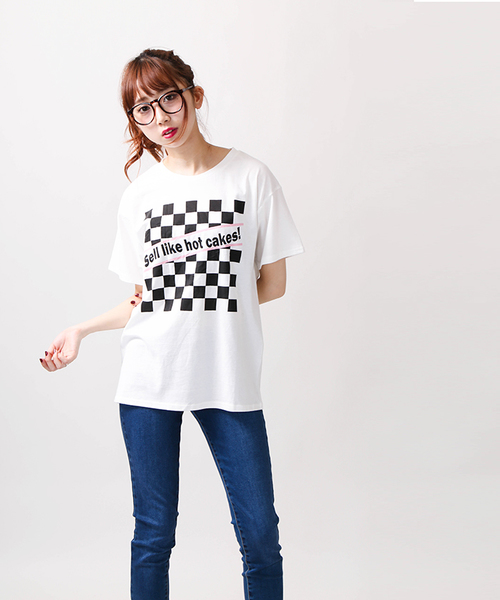 WEGO（ウィゴー）の「WEGO/フラッグチェックプリントカットソー（Tシャツ/カットソー・レディース・ホワイト/ブラック系その他2・FREE）」の15枚目の写真