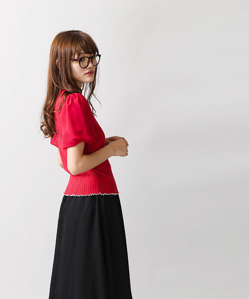 WEGO(ウィゴー)の「WEGO/シフォンスリーブメロウカットソー(Tシャツ/カットソー・レディース・ホワイト/レッド/ブラック・FREE)」の14枚目の写真