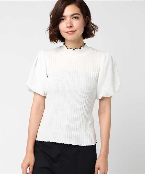 WEGO(ウィゴー)の「WEGO/シフォンスリーブメロウカットソー(Tシャツ/カットソー・レディース・ホワイト/レッド/ブラック・FREE)」の4枚目の写真