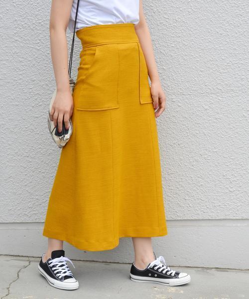 Khaju（カージュ）の「Khaju:ミディトラピゾイドスカート◇（スカート・レディース・マスタード/テラコッタ/ライトオリーブ・26/27）」の5枚目の写真