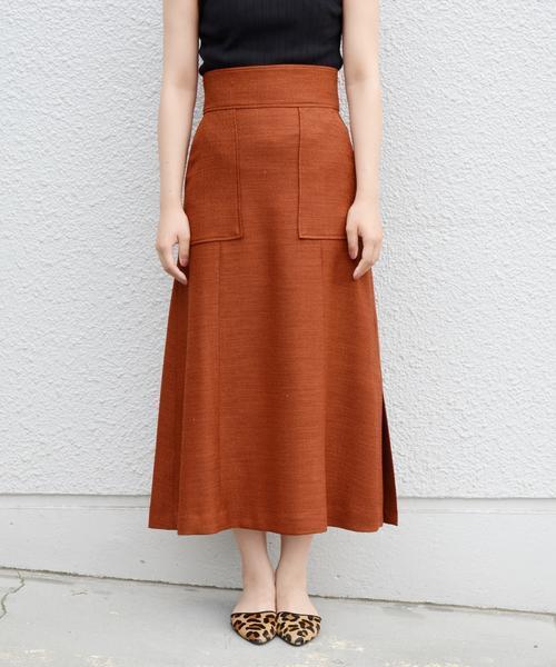 Khaju（カージュ）の「Khaju:ミディトラピゾイドスカート◇（スカート・レディース・マスタード/テラコッタ/ライトオリーブ・26/27）」の10枚目の写真