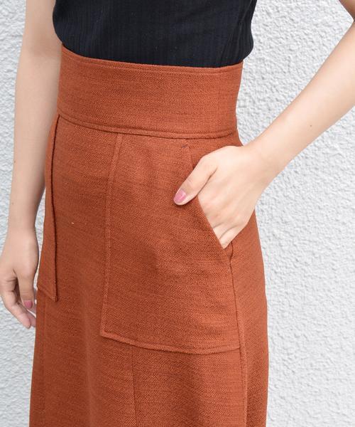 Khaju（カージュ）の「Khaju:ミディトラピゾイドスカート◇（スカート・レディース・マスタード/テラコッタ/ライトオリーブ・26/27）」の14枚目の写真