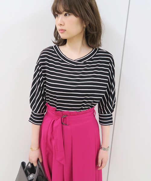 IMAGE COLLECTION(イマージュコレクション)の「ボーダードルマンカットソー(Tシャツ/カットソー・レディース・ブラック系その他/ホワイト系その他・M/S/L)」の11枚目の写真