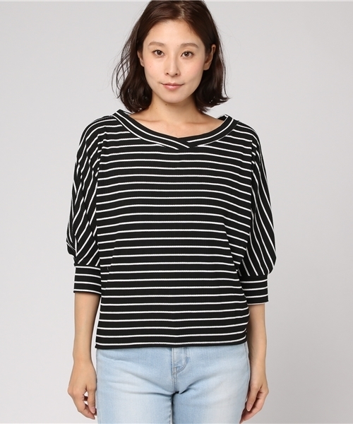 IMAGE COLLECTION(イマージュコレクション)の「ボーダードルマンカットソー(Tシャツ/カットソー・レディース・ブラック系その他/ホワイト系その他・M/S/L)」の3枚目の写真