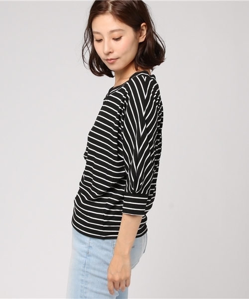 IMAGE COLLECTION(イマージュコレクション)の「ボーダードルマンカットソー(Tシャツ/カットソー・レディース・ブラック系その他/ホワイト系その他・M/S/L)」の4枚目の写真