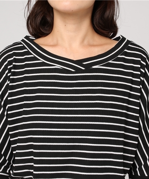 IMAGE COLLECTION(イマージュコレクション)の「ボーダードルマンカットソー(Tシャツ/カットソー・レディース・ブラック系その他/ホワイト系その他・M/S/L)」の6枚目の写真