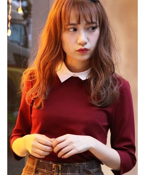 dazzlin（ダズリン）の「グッドガールトップス（Tシャツ/カットソー・レディース・ブラック/グレー/キャメル/ボルドー・MEDIUM/SMALL）」の4枚目の写真