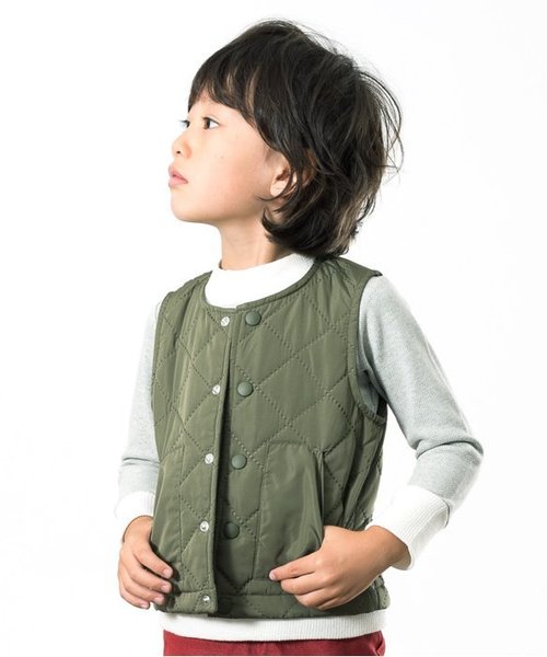 apres les cours（アプレレクール）の「キルティング中綿ベスト（ベスト・キッズ・ブラック/カーキ・110/130/140/80/100/120/90）」の2枚目の写真