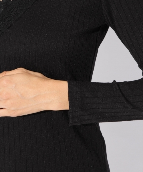 niko and...（ニコアンド）の「テレコレース付きVネックTシャツ【niko and ...】（Tシャツ/カットソー・レディース・ピンク/ブラック/オフホワイト/グレー・LARGE/MEDIUM）」の14枚目の写真