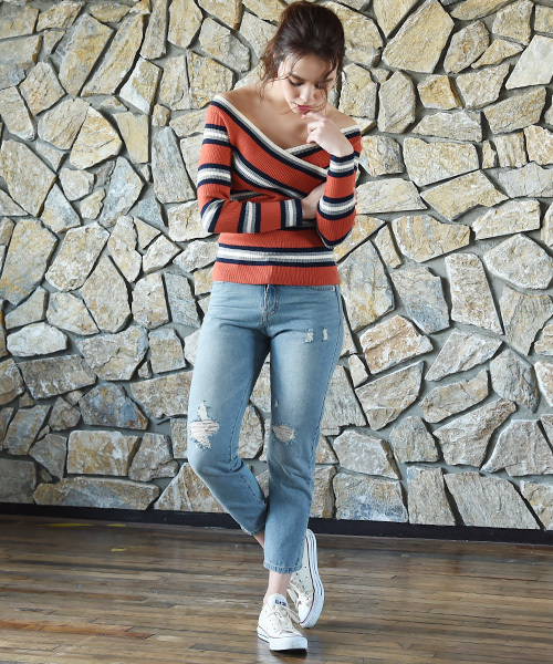 Luz Llena（ラズレナ）の「クラッシュストレートデニムパンツ（デニムパンツ・レディース・ブルー/サックスブルー・MEDIUM/LARGE）」の5枚目の写真