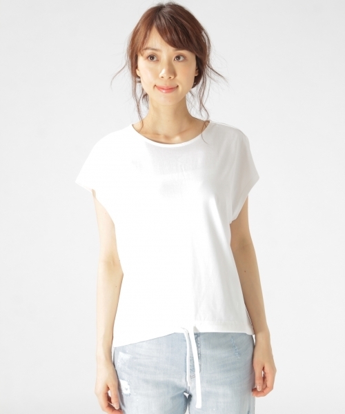 EVERLAST(スポーツ・ライフスタイル)（エバーラスト）の「BAYFLOW／【EVERLAST(エバーラスト)】HEM STRING 18SS（Tシャツ/カットソー・レディース・ホワイト/アクア・MEDIUM）」の3枚目の写真