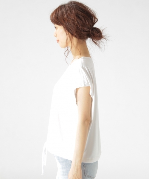 EVERLAST(スポーツ・ライフスタイル)（エバーラスト）の「BAYFLOW／【EVERLAST(エバーラスト)】HEM STRING 18SS（Tシャツ/カットソー・レディース・ホワイト/アクア・MEDIUM）」の7枚目の写真