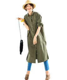 IEDIT | ＩＥＤＩＴ　ソロテックス（Ｒ）混素材でイージーケアなサッシュベルト付きシャツワンピース/サッシュベルト付き(シャツワンピース)