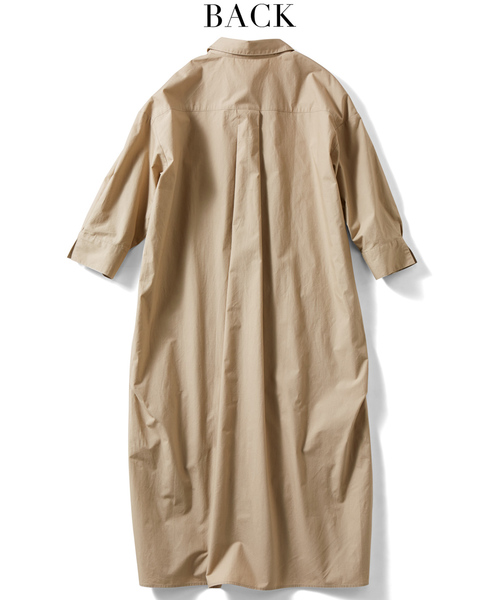 IEDIT（イディット）の「ＩＥＤＩＴ　ソロテックス（Ｒ）混素材でイージーケアなサッシュベルト付きシャツワンピース（シャツワンピース・レディース・カーキ/ベージュ/ブラック×ホワイト・XX-LARGE/SMALL/X-LARGE/LARGE/MEDIUM）」の12枚目の写真