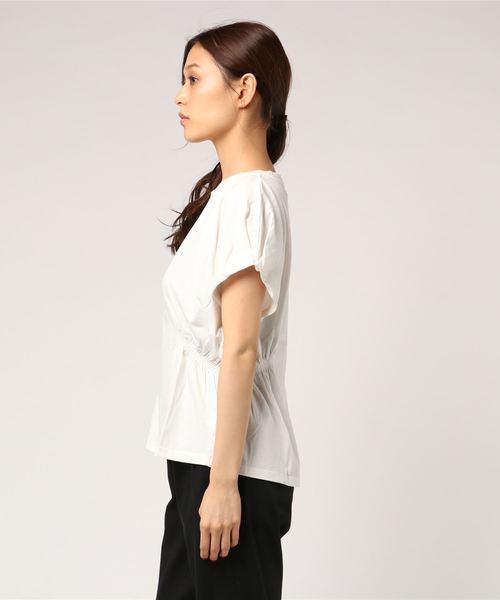 JOINT WORKS（ジョイントワークス）の「タックフレンチウエストギャザーTEE（Tシャツ/カットソー・レディース・グリーン/ホワイト・FREE）」の3枚目の写真