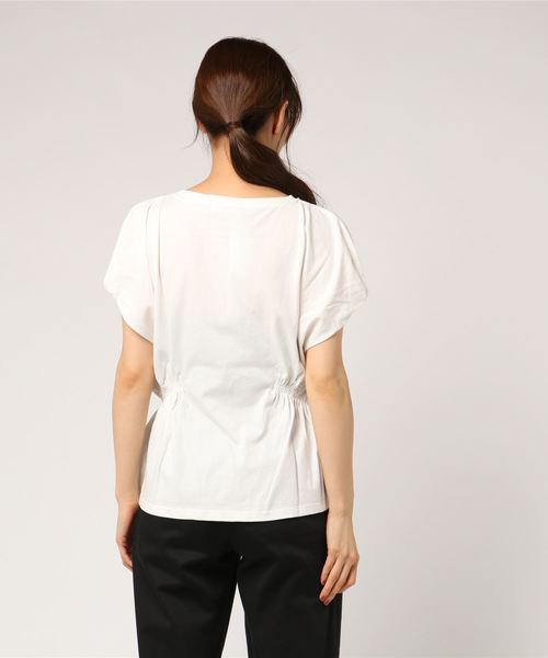 JOINT WORKS（ジョイントワークス）の「タックフレンチウエストギャザーTEE（Tシャツ/カットソー・レディース・グリーン/ホワイト・FREE）」の4枚目の写真