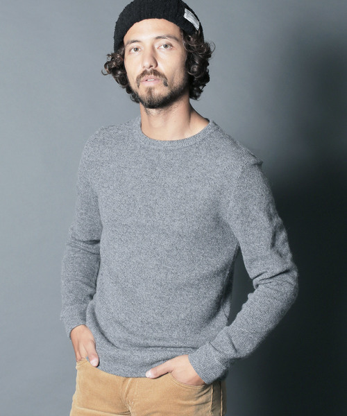 Magine(マージン)の「W/NY QUARTER W FACE KNIT SAW C/N L/S:ウール/ナイロン クォーターダブルフェイスニットソークルーネック(Tシャツ/カットソー・メンズ・ボルドー/チャコールグレー/オリーブ/グレー・44/46/48)」の2枚目の写真