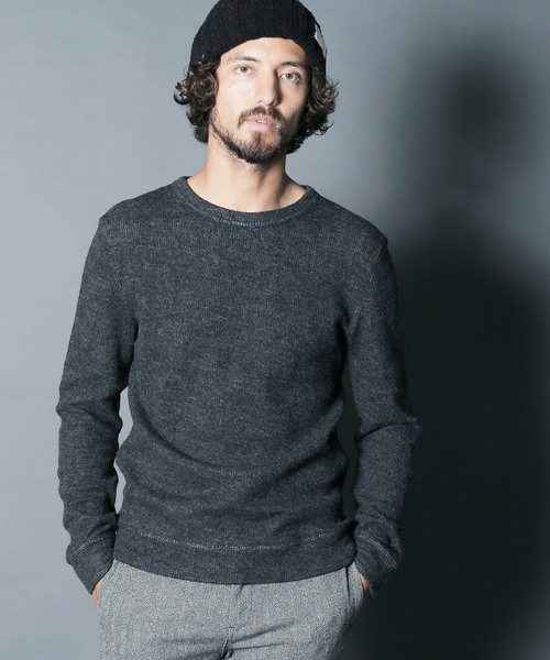 Magine(マージン)の「W/NY QUARTER W FACE KNIT SAW C/N L/S:ウール/ナイロン クォーターダブルフェイスニットソークルーネック(Tシャツ/カットソー・メンズ・ボルドー/チャコールグレー/オリーブ/グレー・44/46/48)」の5枚目の写真