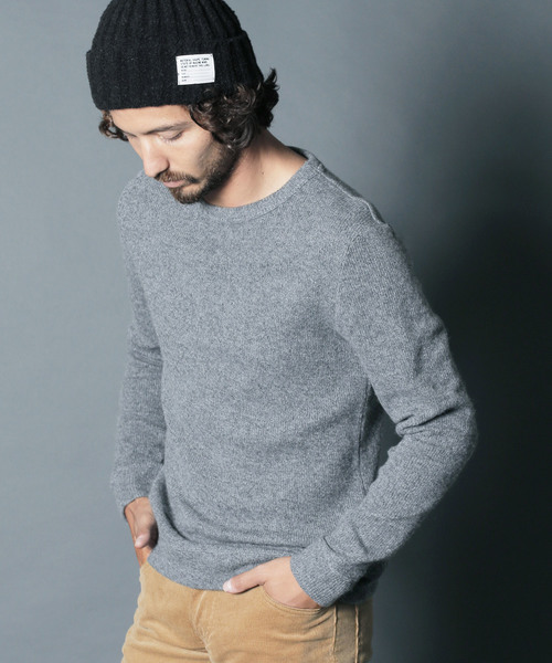 Magine(マージン)の「W/NY QUARTER W FACE KNIT SAW C/N L/S:ウール/ナイロン クォーターダブルフェイスニットソークルーネック(Tシャツ/カットソー・メンズ・ボルドー/チャコールグレー/オリーブ/グレー・44/46/48)」の7枚目の写真