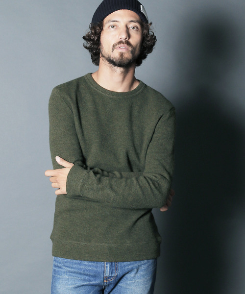 Magine(マージン)の「W/NY QUARTER W FACE KNIT SAW C/N L/S:ウール/ナイロン クォーターダブルフェイスニットソークルーネック(Tシャツ/カットソー・メンズ・ボルドー/チャコールグレー/オリーブ/グレー・44/46/48)」の8枚目の写真
