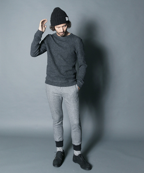 Magine(マージン)の「W/NY QUARTER W FACE KNIT SAW C/N L/S:ウール/ナイロン クォーターダブルフェイスニットソークルーネック(Tシャツ/カットソー・メンズ・ボルドー/チャコールグレー/オリーブ/グレー・44/46/48)」の11枚目の写真