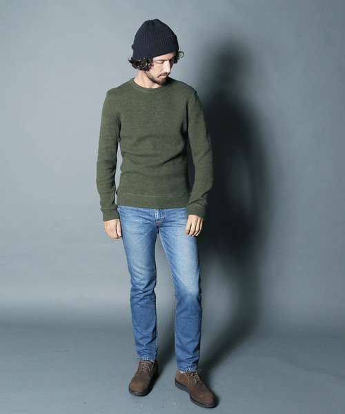Magine(マージン)の「W/NY QUARTER W FACE KNIT SAW C/N L/S:ウール/ナイロン クォーターダブルフェイスニットソークルーネック(Tシャツ/カットソー・メンズ・ボルドー/チャコールグレー/オリーブ/グレー・44/46/48)」の16枚目の写真
