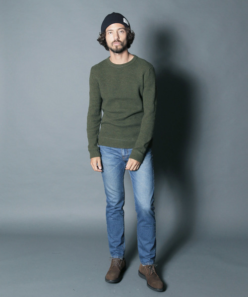 Magine(マージン)の「W/NY QUARTER W FACE KNIT SAW C/N L/S:ウール/ナイロン クォーターダブルフェイスニットソークルーネック(Tシャツ/カットソー・メンズ・ボルドー/チャコールグレー/オリーブ/グレー・44/46/48)」の17枚目の写真