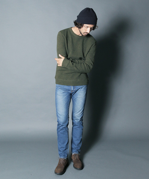 Magine(マージン)の「W/NY QUARTER W FACE KNIT SAW C/N L/S:ウール/ナイロン クォーターダブルフェイスニットソークルーネック(Tシャツ/カットソー・メンズ・ボルドー/チャコールグレー/オリーブ/グレー・44/46/48)」の18枚目の写真
