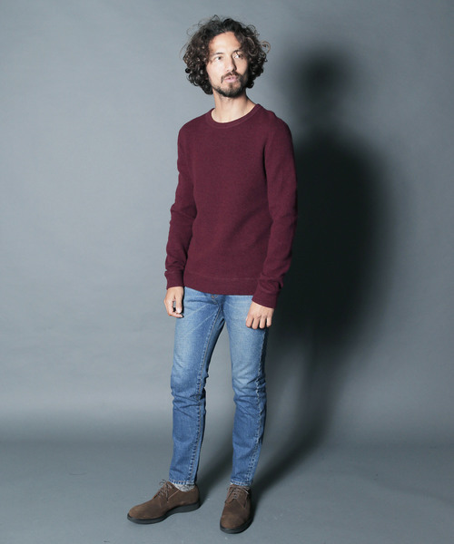 Magine(マージン)の「W/NY QUARTER W FACE KNIT SAW C/N L/S:ウール/ナイロン クォーターダブルフェイスニットソークルーネック(Tシャツ/カットソー・メンズ・ボルドー/チャコールグレー/オリーブ/グレー・44/46/48)」の20枚目の写真