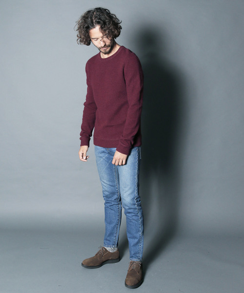 Magine(マージン)の「W/NY QUARTER W FACE KNIT SAW C/N L/S:ウール/ナイロン クォーターダブルフェイスニットソークルーネック(Tシャツ/カットソー・メンズ・ボルドー/チャコールグレー/オリーブ/グレー・44/46/48)」の21枚目の写真