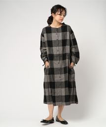 LBC | 綿麻平織りブロックチェックワンピース(ワンピース)