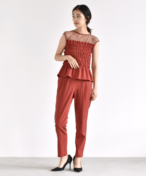 kaene（カエン）の「タックパンツ（スラックス・レディース・ブラック/テラコッタ・38/36）」の3枚目の写真