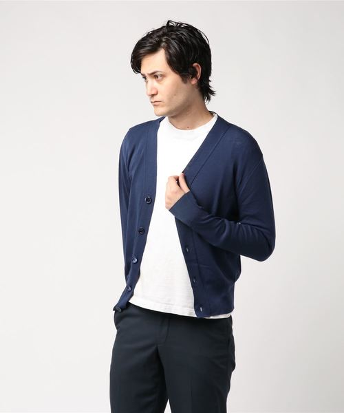 Letroyes(ルトロワ)の「Letroyes: Vネックカーディガン(ニット/セーター・メンズ・ボルドー/キャメル/ロイヤルブルー・M/L)」の2枚目の写真