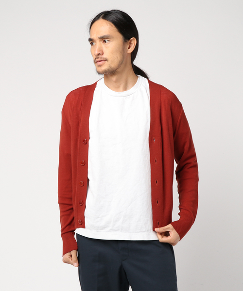 Letroyes(ルトロワ)の「Letroyes: Vネックカーディガン(ニット/セーター・メンズ・ボルドー/キャメル/ロイヤルブルー・M/L)」の1枚目の写真