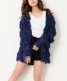 MIXヤーンフリンジニットカーデ