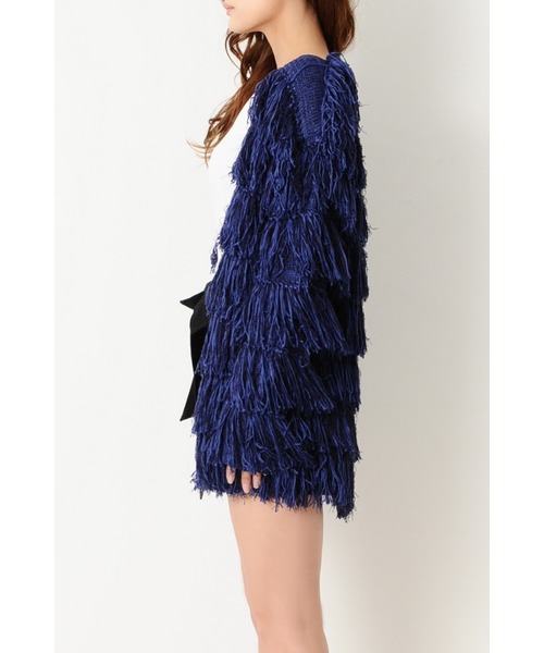 EGOIST（エゴイスト）の「MIXヤーンフリンジニットカーデ（ニット/セーター・レディース・ブラウン/ブルー/マルチ・FREE）」の18枚目の写真