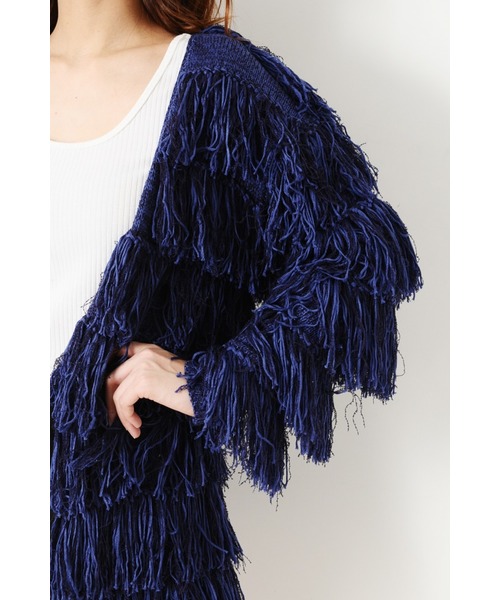 EGOIST（エゴイスト）の「MIXヤーンフリンジニットカーデ（ニット/セーター・レディース・ブラウン/ブルー/マルチ・FREE）」の21枚目の写真