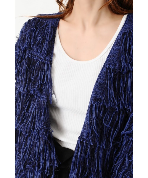 EGOIST（エゴイスト）の「MIXヤーンフリンジニットカーデ（ニット/セーター・レディース・ブラウン/ブルー/マルチ・FREE）」の22枚目の写真