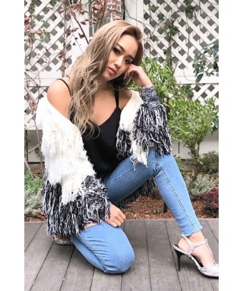 EGOIST（エゴイスト）の「MIXヤーンフリンジニットカーデ（ニット/セーター・レディース・ブラウン/ブルー/マルチ・FREE）」の16枚目の写真