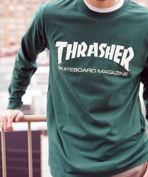 THRASHER（スラッシャー）の「MAG LOGO L/S T-SHIRTS/スラッシャー ロンT 長袖 ロゴ（Tシャツ/カットソー・メンズ・グレー/ホワイト×ブラック/ブラック×ホワイト/ブラック系その他/バーガンディー/ロイヤルブルー/ダークグリーン/ネイビー/サンドベージュ/サンドグレー・SMALL/MEDIUM/LARGE/X-LARGE/XX-LARGE）」の7枚目の写真