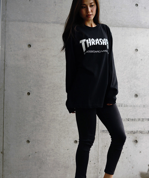 THRASHER（スラッシャー）の「MAG LOGO L/S T-SHIRTS/スラッシャー ロンT 長袖 ロゴ（Tシャツ/カットソー・メンズ・グレー/ホワイト×ブラック/ブラック×ホワイト/ブラック系その他/バーガンディー/ロイヤルブルー/ダークグリーン/ネイビー/サンドベージュ/サンドグレー・SMALL/MEDIUM/LARGE/X-LARGE/XX-LARGE）」の13枚目の写真