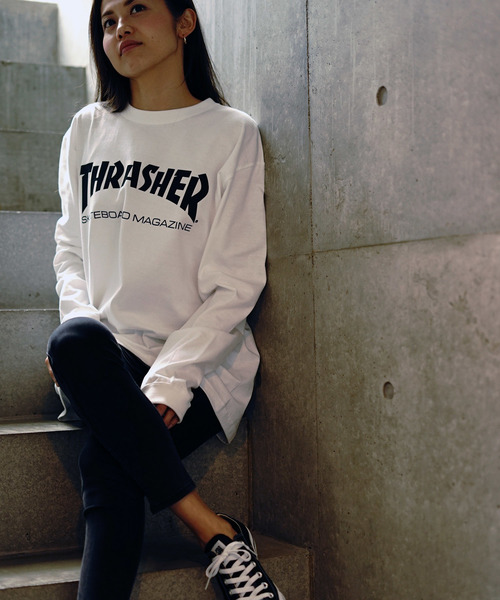 THRASHER（スラッシャー）の「MAG LOGO L/S T-SHIRTS/スラッシャー ロンT 長袖 ロゴ（Tシャツ/カットソー・メンズ・グレー/ホワイト×ブラック/ブラック×ホワイト/ブラック系その他/バーガンディー/ロイヤルブルー/ダークグリーン/ネイビー/サンドベージュ/サンドグレー・SMALL/MEDIUM/LARGE/X-LARGE/XX-LARGE）」の15枚目の写真