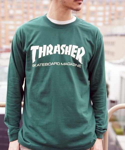 THRASHER（スラッシャー）の「MAG LOGO L/S T-SHIRTS/スラッシャー ロンT 長袖 ロゴ（Tシャツ/カットソー・メンズ・グレー/ホワイト×ブラック/ブラック×ホワイト/ブラック系その他/バーガンディー/ロイヤルブルー/ダークグリーン/ネイビー/サンドベージュ/サンドグレー・SMALL/MEDIUM/LARGE/X-LARGE/XX-LARGE）」の21枚目の写真