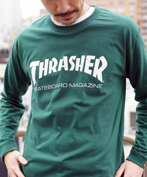 THRASHER（スラッシャー）の「MAG LOGO L/S T-SHIRTS/スラッシャー ロンT 長袖 ロゴ（Tシャツ/カットソー・メンズ・グレー/ホワイト×ブラック/ブラック×ホワイト/ブラック系その他/バーガンディー/ロイヤルブルー/ダークグリーン/ネイビー/サンドベージュ/サンドグレー・SMALL/MEDIUM/LARGE/X-LARGE/XX-LARGE）」の20枚目の写真