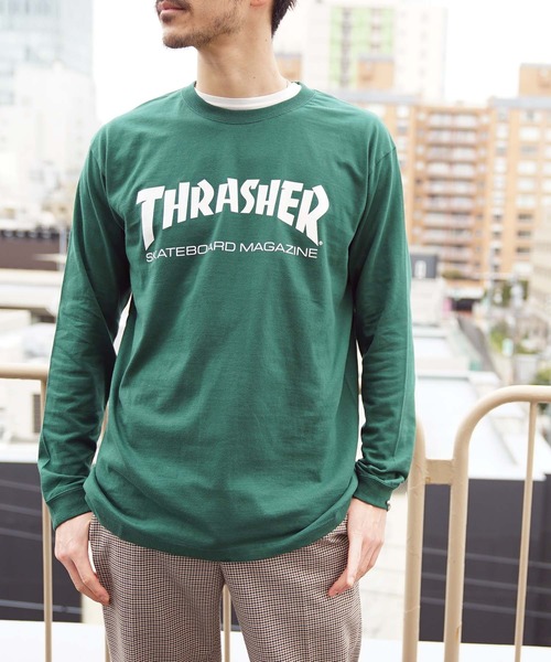 THRASHER（スラッシャー）の「MAG LOGO L/S T-SHIRTS/スラッシャー ロンT 長袖 ロゴ（Tシャツ/カットソー・メンズ・グレー/ホワイト×ブラック/ブラック×ホワイト/ブラック系その他/バーガンディー/ロイヤルブルー/ダークグリーン/ネイビー/サンドベージュ/サンドグレー・SMALL/MEDIUM/LARGE/X-LARGE/XX-LARGE）」の18枚目の写真