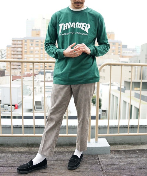 THRASHER（スラッシャー）の「MAG LOGO L/S T-SHIRTS/スラッシャー ロンT 長袖 ロゴ（Tシャツ/カットソー・メンズ・グレー/ホワイト×ブラック/ブラック×ホワイト/ブラック系その他/バーガンディー/ロイヤルブルー/ダークグリーン/ネイビー/サンドベージュ/サンドグレー・SMALL/MEDIUM/LARGE/X-LARGE/XX-LARGE）」の17枚目の写真