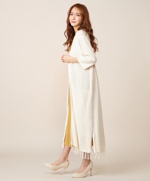 MIIA(ミーア)の「透かし編みロングカーディガン(カーディガン/ボレロ・レディース・オフホワイト/ピンク/ブラック/ベージュ・FREE)」の9枚目の写真
